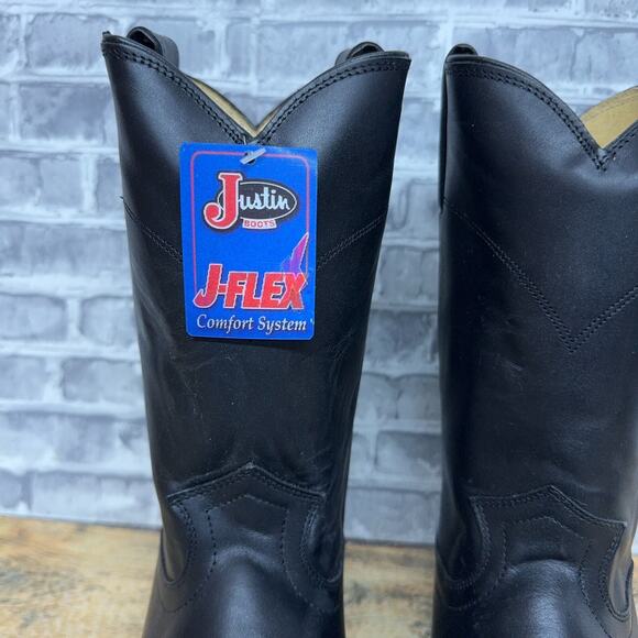 Justin Boots Jackson 10 Inch Round Toe Roper Black Western 3133 Mens Sz 10.5 EE0 - Picture 4 of 7